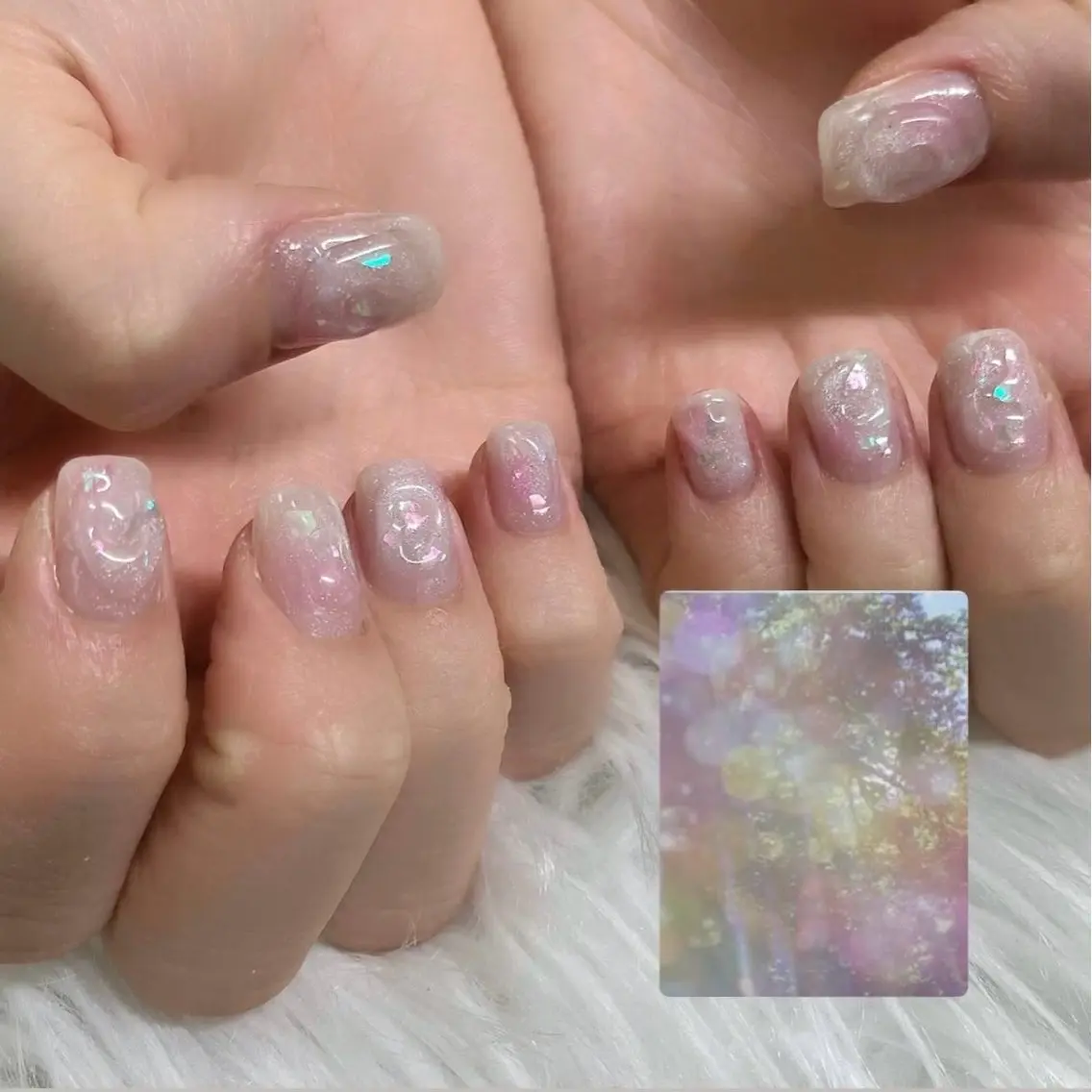 ネイル アートネイル オーロラネイル ホログラムネイル キラキラネイル ラメ(グリッター) ハンドネイル chai 上本町 sakuraのネイルデザイン