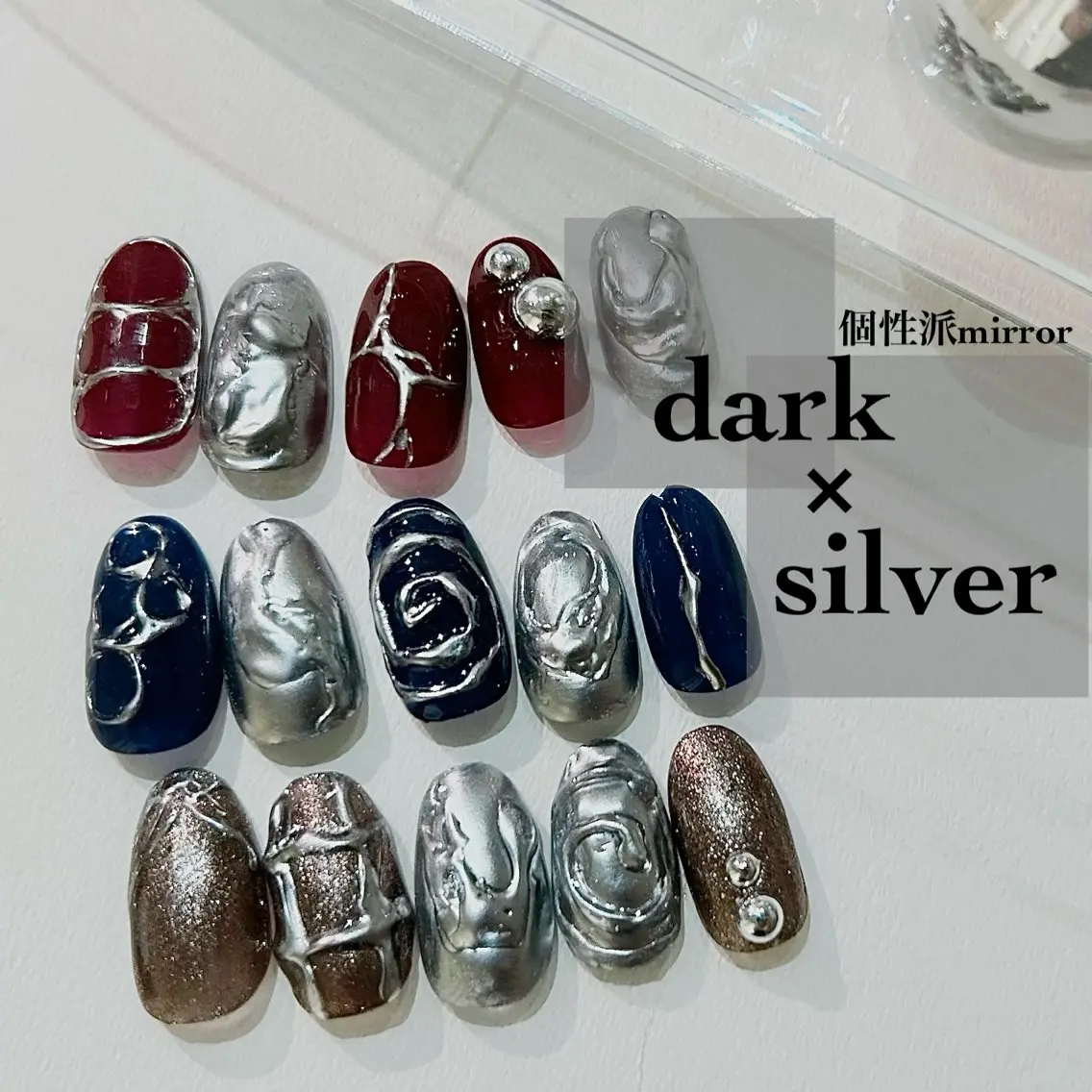 🔥個性派ミラーdesign🔥- silver×dark -（オフ有り）の写真