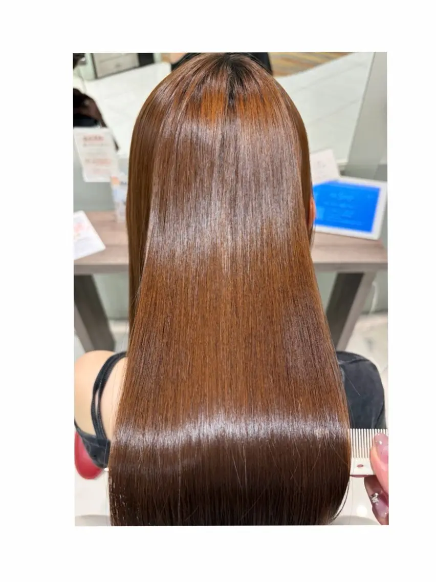 ロング ロング カット 縮毛矯正 トリートメント TSUKADA 縮毛矯正＆艶カラーのヘアスタイル