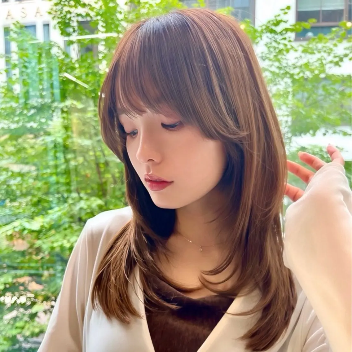 セミロング カラー ボブ くびれヘア 韓国風ヘア レイヤーカット 小顔カット カット ヘアカラー トリートメント レイヤー×顔周 り×髪質改善/MIUのヘアスタイル