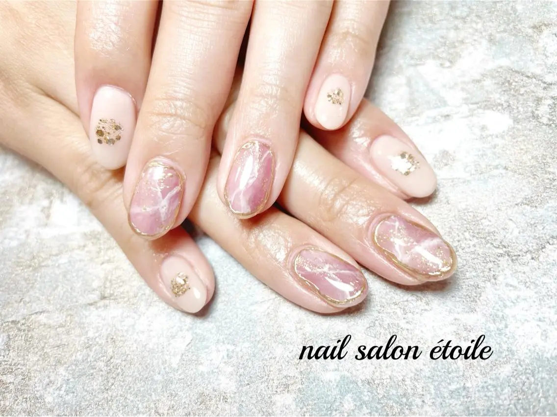 ネイル アートネイル ジェルネイル ホログラムネイル 大理石ネイル(マーブル) ニュアンスネイル ハンドネイル nail salon étoileのネイルデザイン
