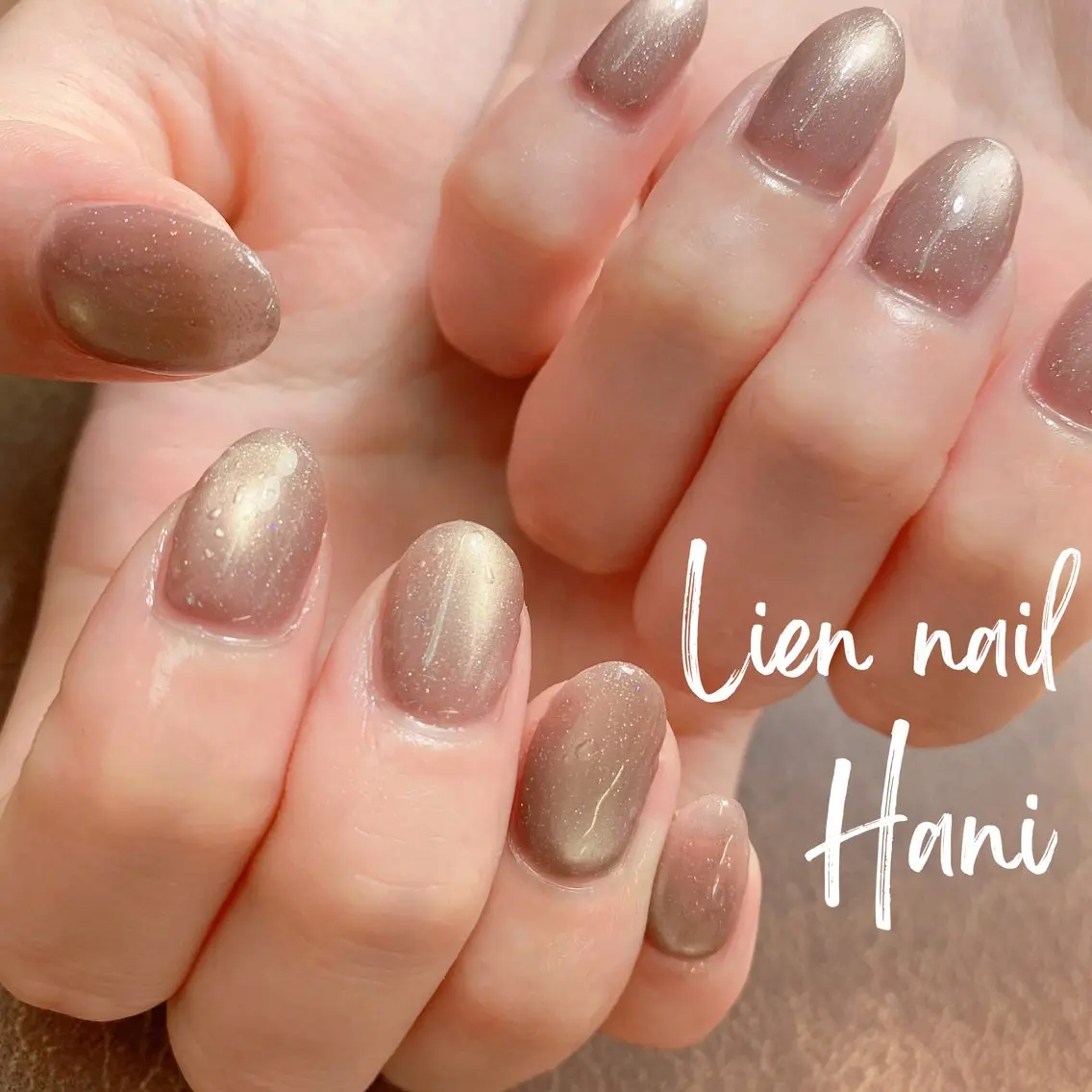 ネイル ブラウン ジェルネイル マグネットネイル ニュアンスネイル シンプルネイル Lien nail .Haniのネイルデザイン
