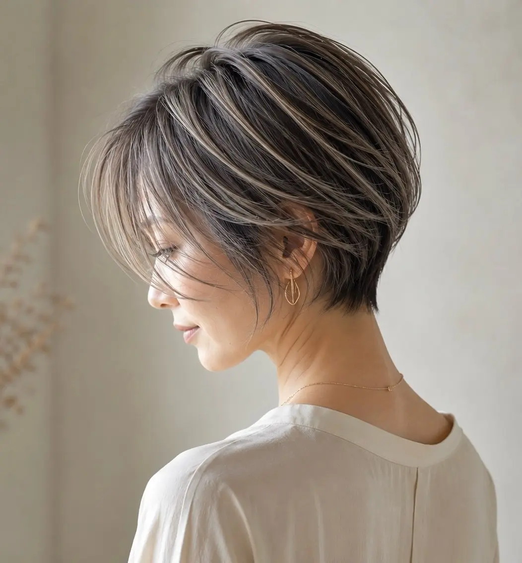 【𝐦𝐢𝐧𝐢𝐦𝐨限定】白髪ぼかしハイライト×カット×生トリートメントの写真