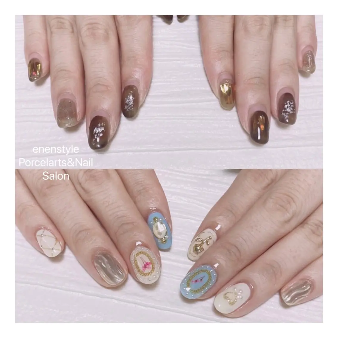 ミディアム ネイル ハンドネイル 🐾enen style 🐾のネイルデザイン