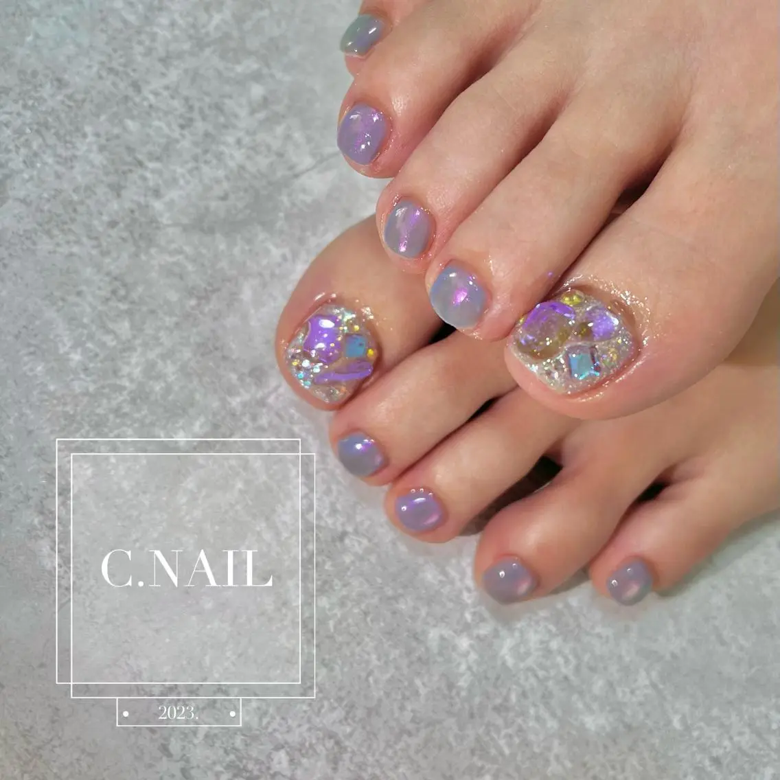 ネイル フットネイル キラキラネイル ニュアンスネイル C.Nail &Eyeのネイルデザイン