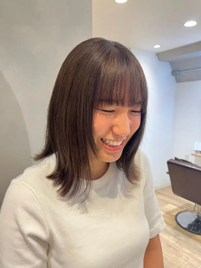 ミディアム カラー 地毛風ストレート ミニボブ🌷江梨🍎のヘアスタイル
