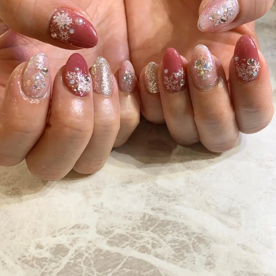 ネイル 冬ネイル ハンドネイル フットネイル nail salon mieux(ミュー)のマツエク・マツパデザイン