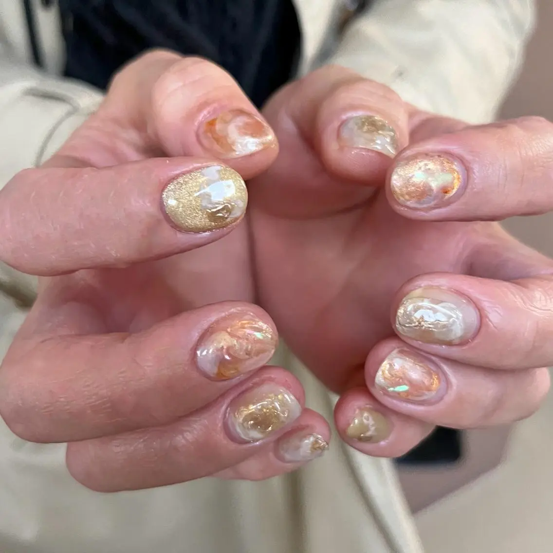 ネイル ニュアンスネイル ピンク 春ネイル 黄色 ハンドネイル vegh. nail／阿波座のネイルデザイン
