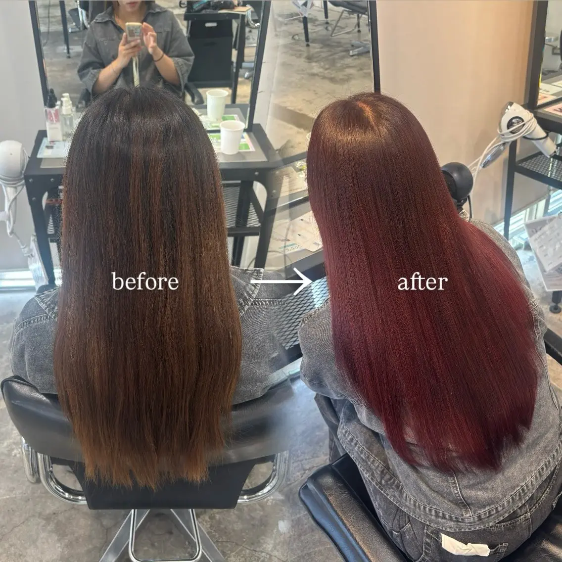 ロング カラー 黒髪 ブリーチ グラデーションカラー レッドカラー レイヤー sala 推しカラー職人🎀のヘアスタイル