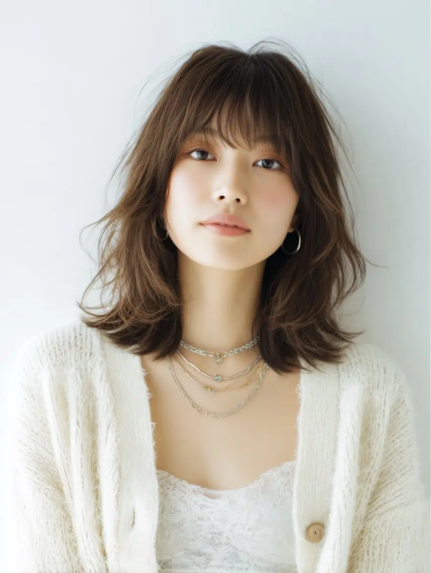 ミディアム カット 守屋 歩夢 レイヤーカットのヘアスタイル