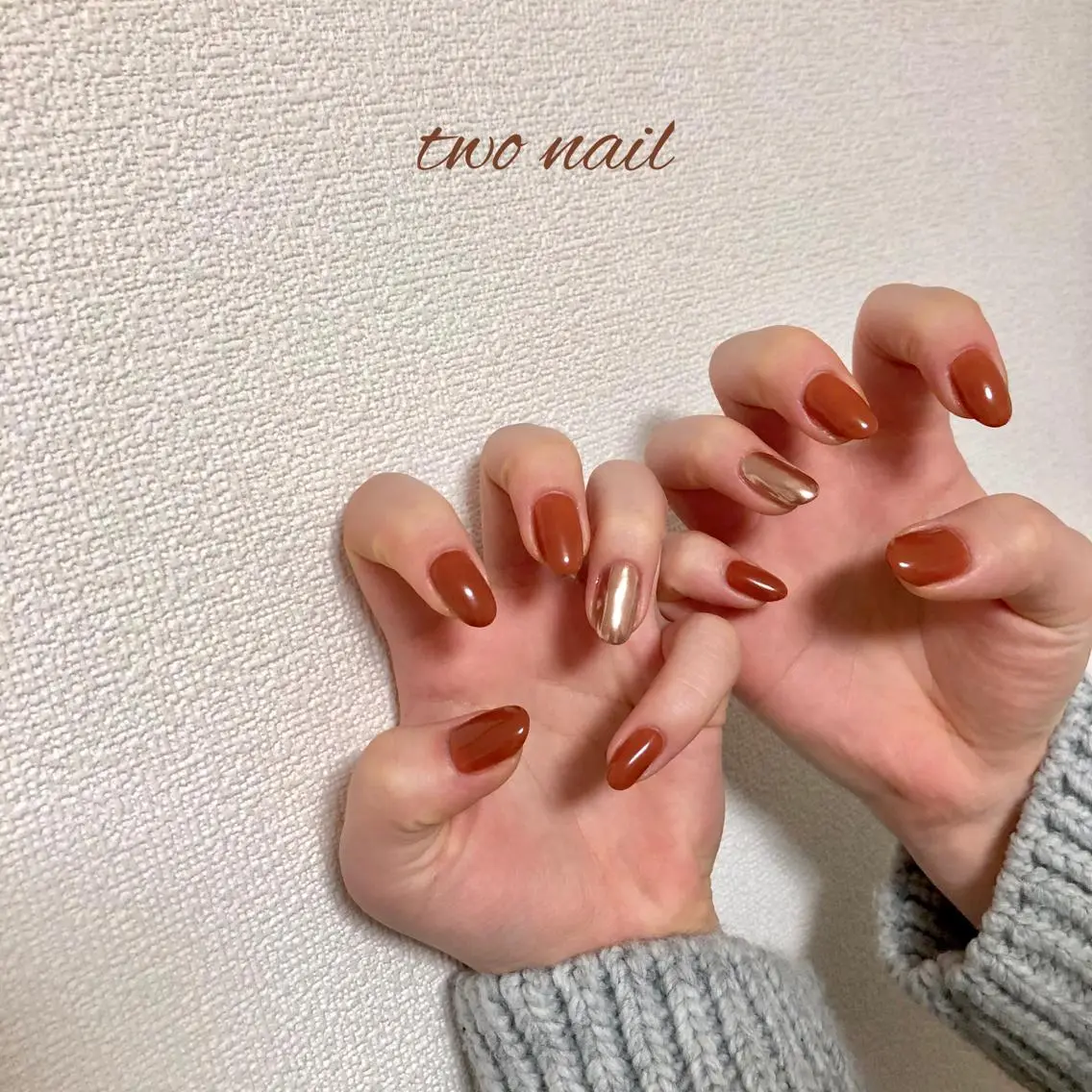 ネイル アートネイル ブラウン フットネイル ハート ニュアンスネイル ハンドネイル two nailのネイルデザイン
