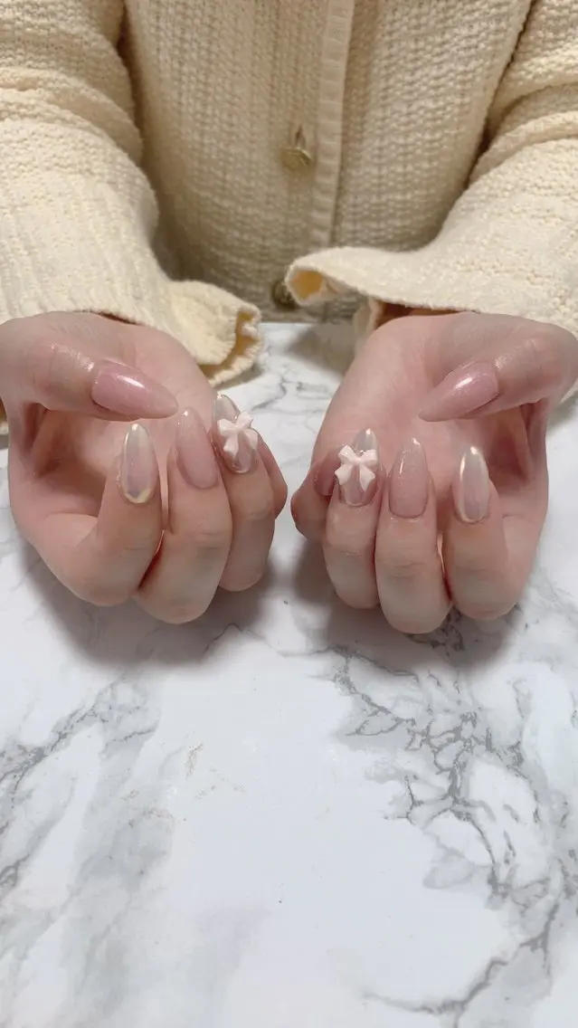 ネイル ハンドネイル はな💎ネイル ワンホン、長さ出しのネイルデザイン