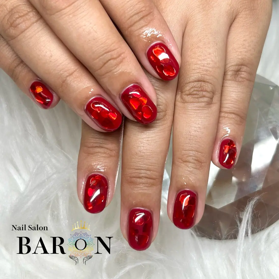 ネイル ハート ハンドネイル ♛︎BARON♛︎ SUMIRE.のネイルデザイン