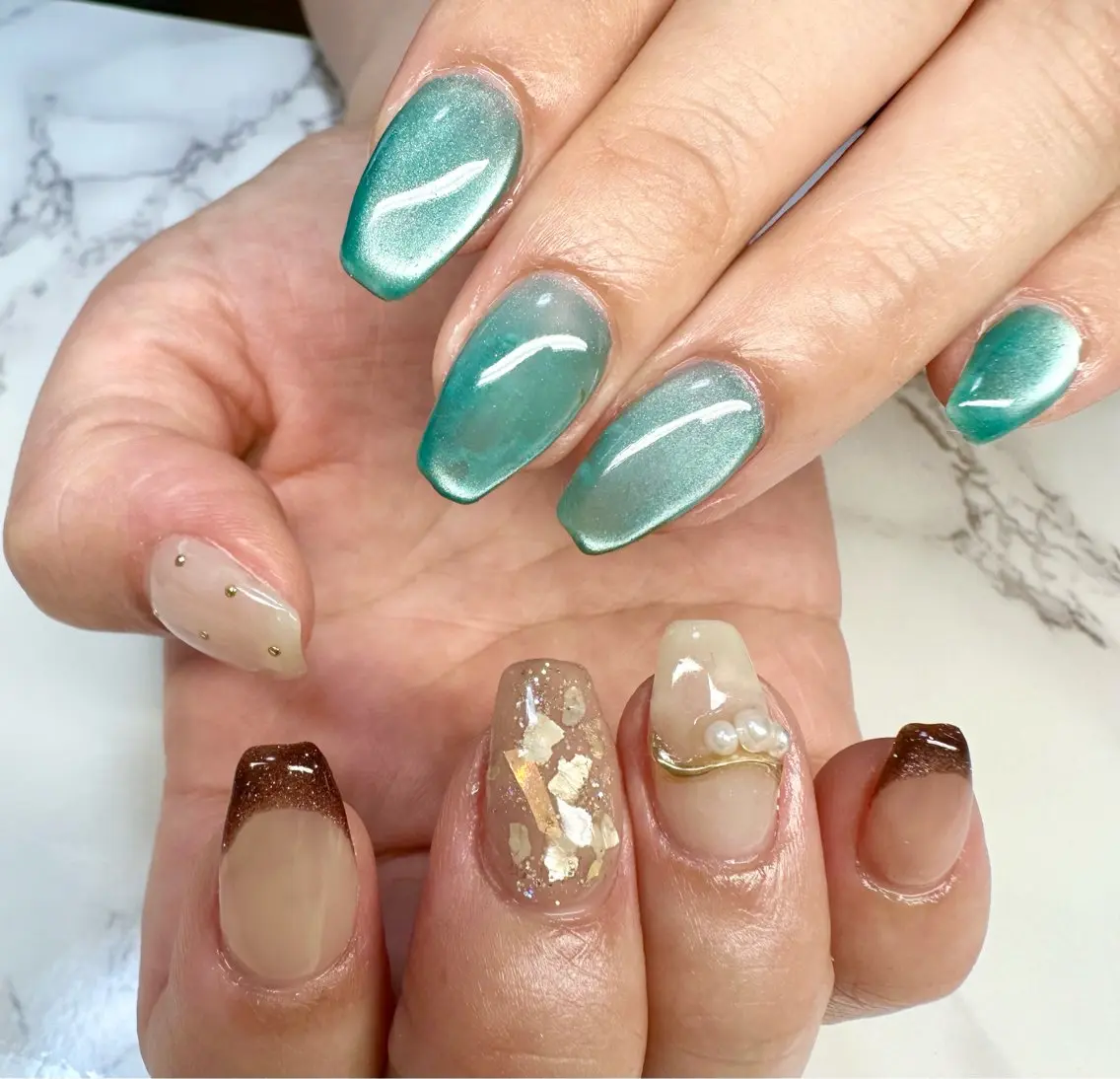 ネイル フラッシュネイル マグネットネイル ニュアンスネイル ワンカラーネイル 夏ネイル Mai’s nailのネイルデザイン