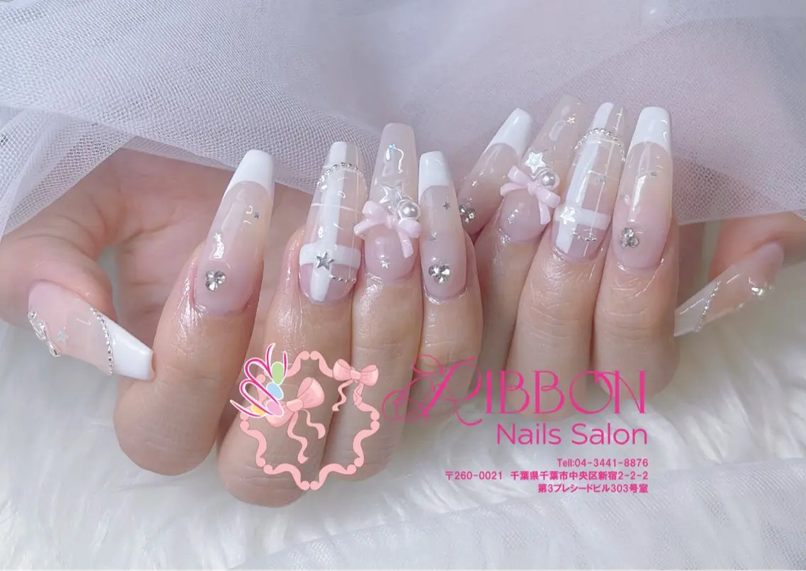 ネイル フットネイル フレンチネイル ジェルネイル マグネットネイル 持ち込み ハンドネイル Ribbonnail salonのネイルデザイン