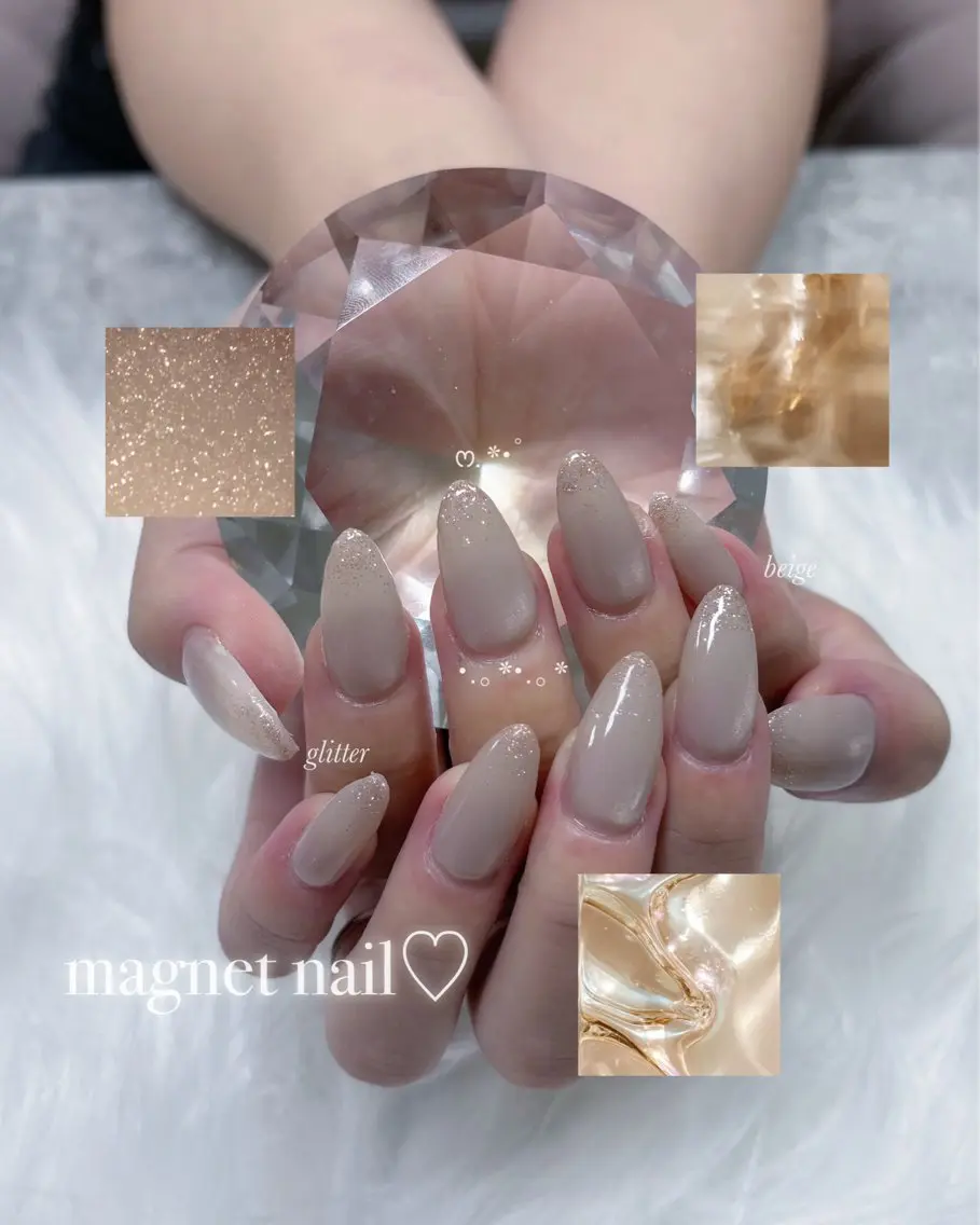 ネイル ジェルネイル キラキラネイル 韓国ネイル ラメ(グリッター) マグネットネイル ハンドネイル Haruka 【Protea】のネイルデザイン