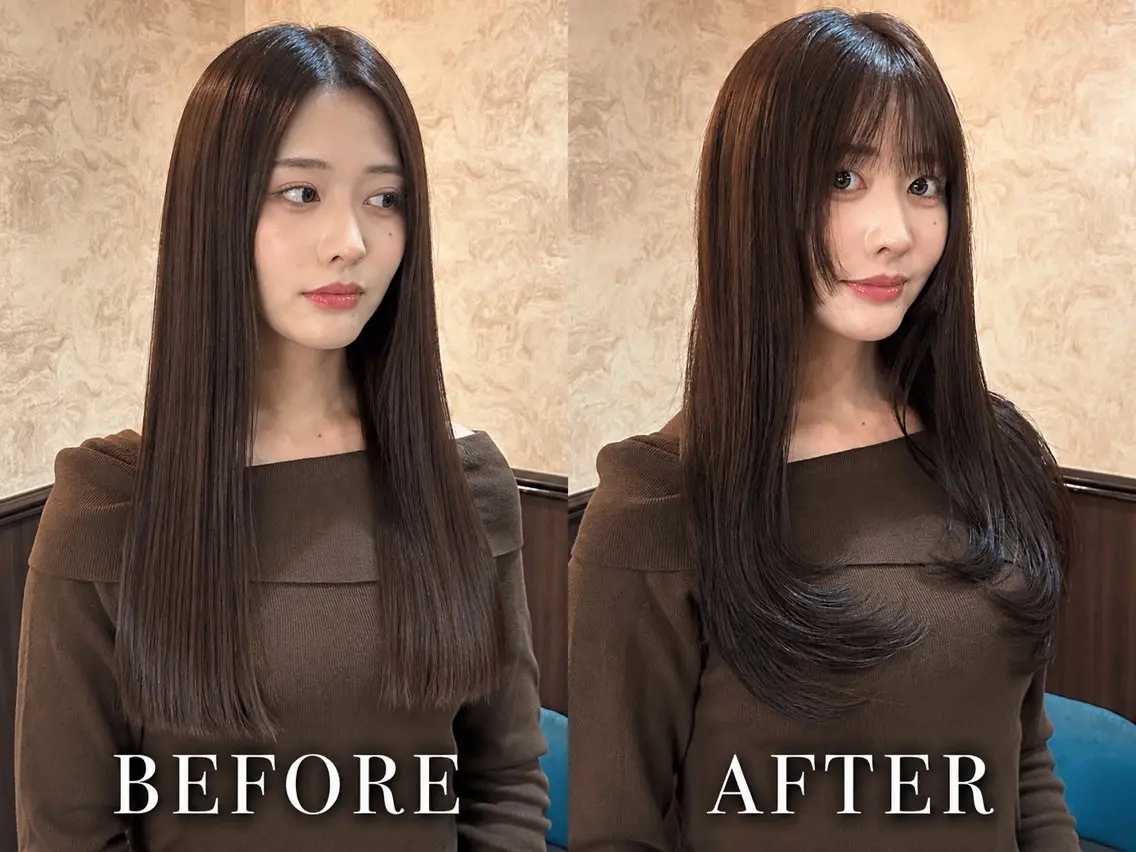 ロング カラー カット ヘアカラー トリートメント 🍒ハイレイヤー🍒 海外ヘア🍒Momoのヘアスタイル