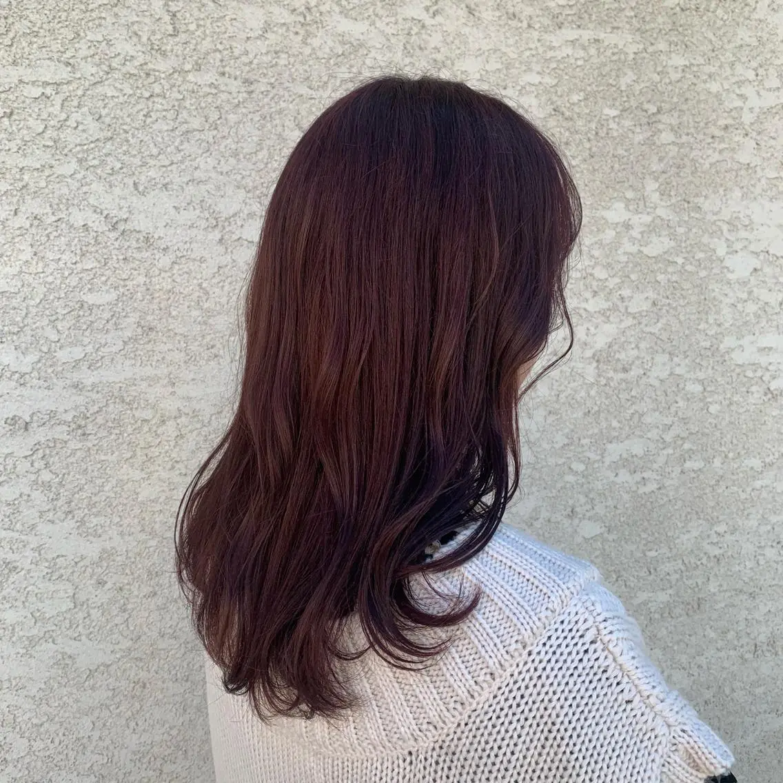 セミロング カラー ヘアアレンジ カシス ピンクカラー オルチャンヘア 韓国×髪質改善特化 💍maki💍のヘアスタイル