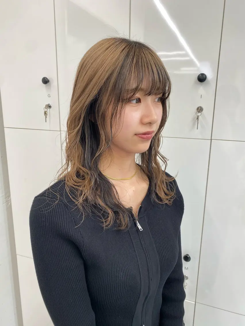 セミロング カラー ヘアアレンジ インナーカラー カット ヘアカラー 夕羽夢🍓矢場/ JILLSTUDIOのヘアスタイル
