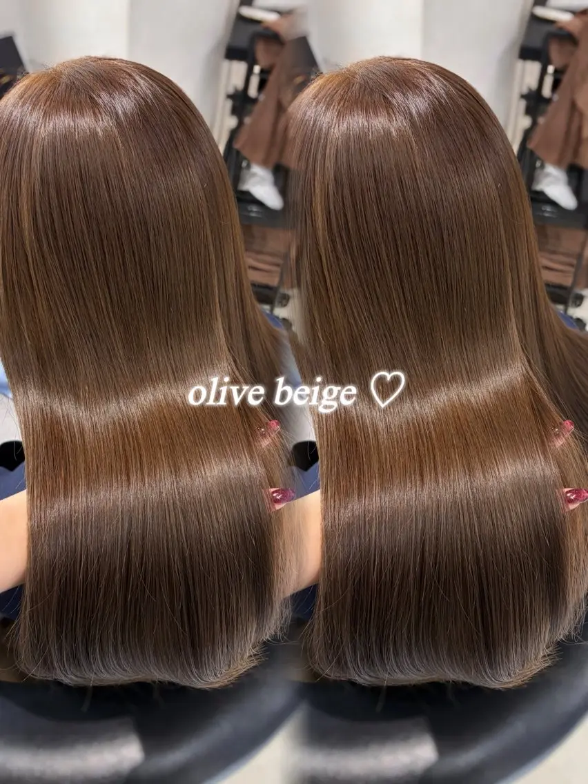 ロング カラー ベージュカラー 透明感カラー オリーブベージュ カット ヘアカラー トリートメント 韓国レイヤー×モテ髪 /MITSUKI🤍のヘアスタイル