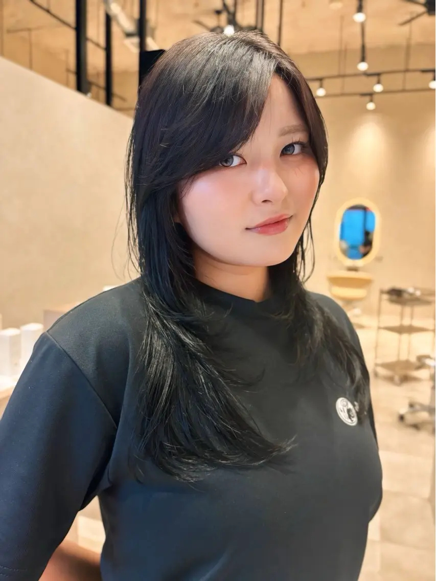 セミロング ヘアカラー トリートメント ECLAT まほのヘアスタイル