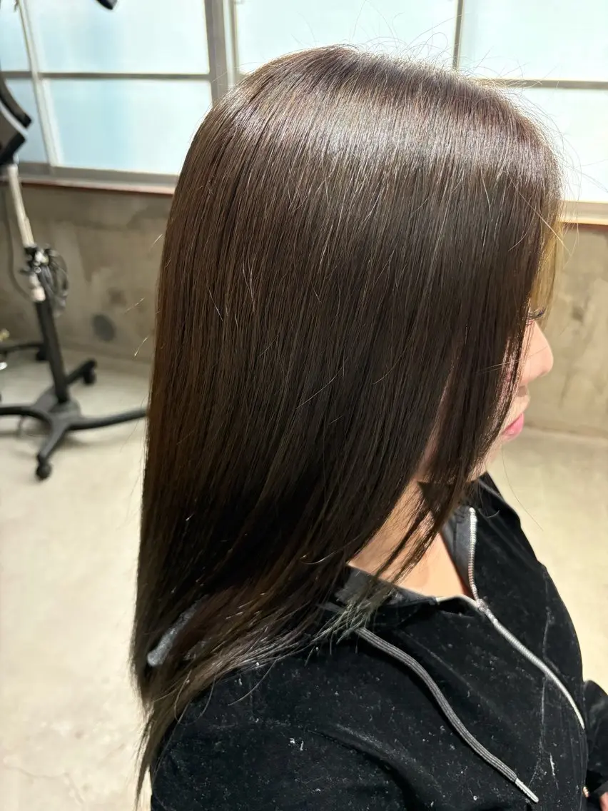 ロング カラー アッシュ オリーブカラー オレンジ カット ヘアカラー 玉置七海✨ ／透明感／髪質改善のヘアスタイル