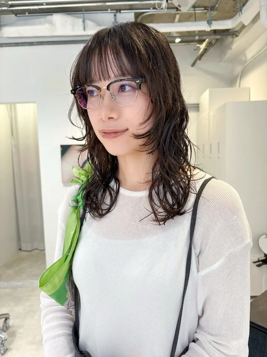 セミロング カラー カット ヘアカラー レイヤーカット🍏 オリーブ/ののかのヘアスタイル