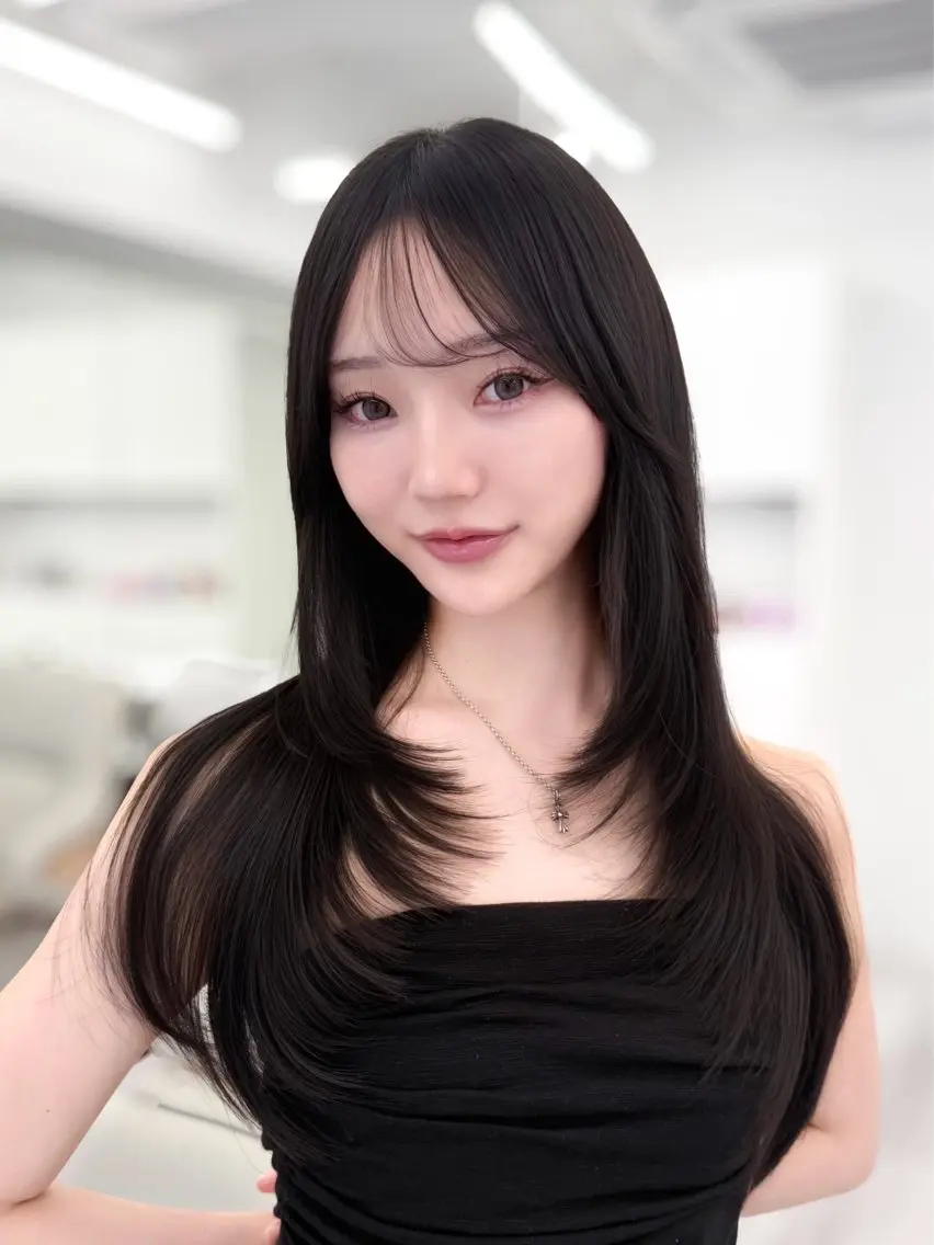 ロング カラー レイヤーカット カット トリートメント 韓国ガーリーヘア🎀 Sayaka🤍のヘアスタイル