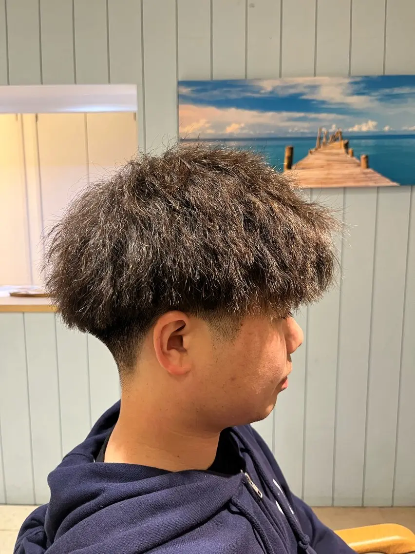 ショート パーマ メンズ カット パーマ メンズ特化 山崎  蓮のヘアスタイル