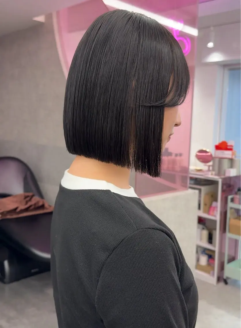 🌸髪質改善🌸切りっぱなしボブカット+透明感カラー+内部補修トリートメント+超音波アイロン🌻✨ ¥10800〜の写真