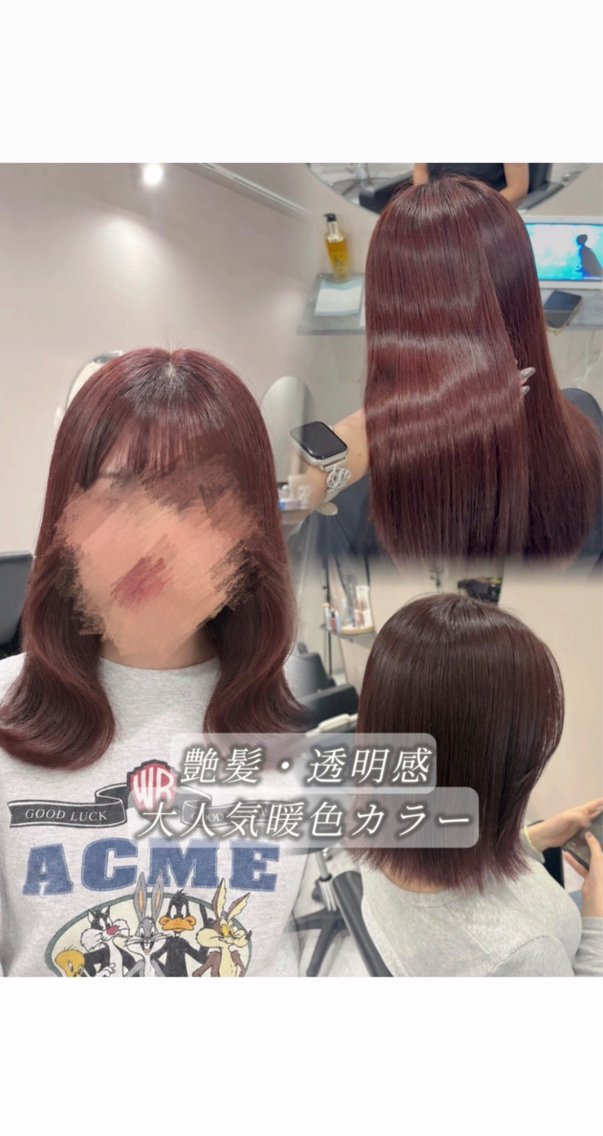 カラー ヘアカラー トリートメント 艶カラー/オリーブ ボブ/miyuu🥣のヘアスタイル