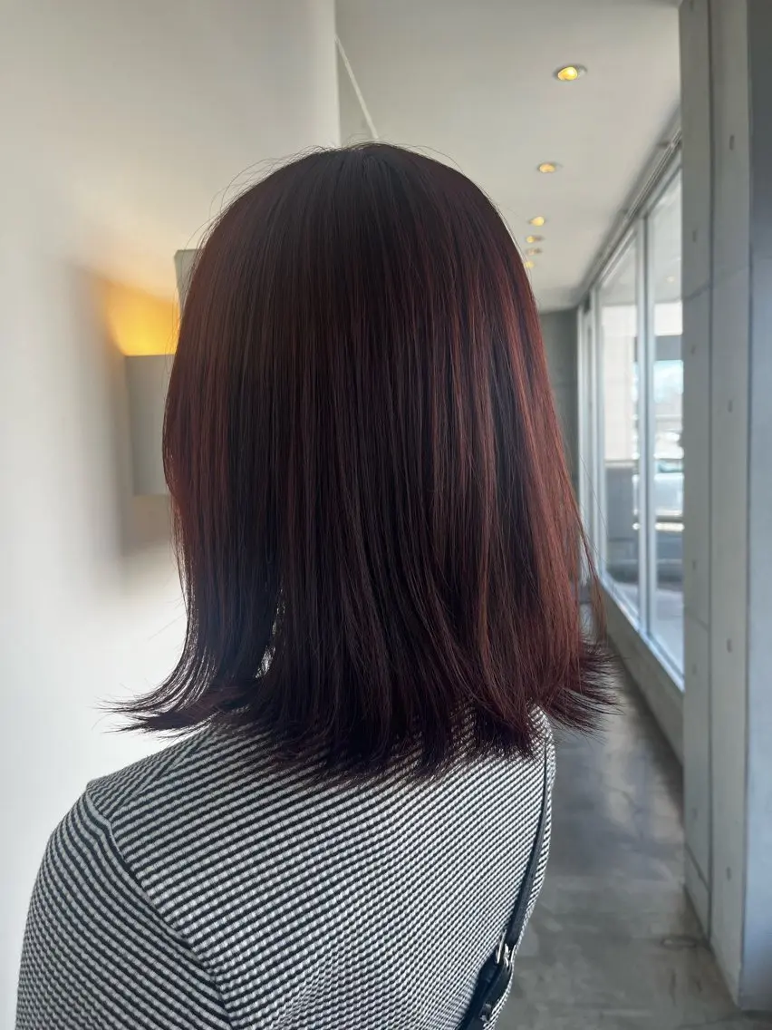 ミディアム ピンクブラウン おせ ちさとのヘアスタイル