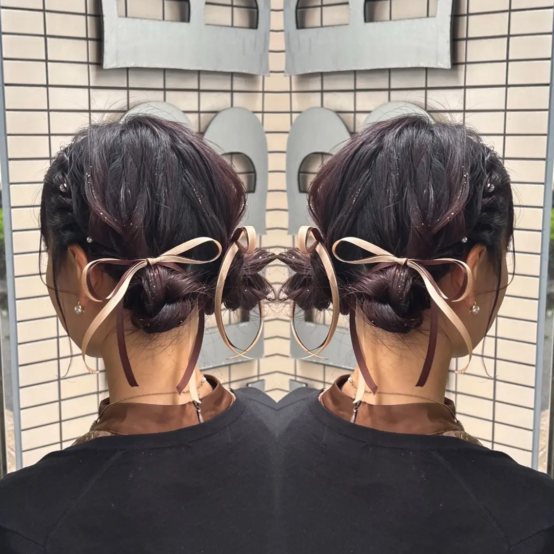 ミディアム ヘアアレンジ 💎ハイトーン/艶 カラー モエカ💎のヘアスタイル
