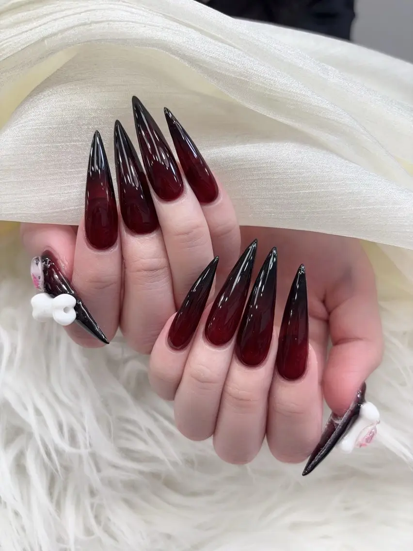 ネイル 成人式 マグネットネイル 大理石ネイル(マーブル) リボン 夏ネイル ハンドネイル MoMoA Nail ネイル長さ出し専門店のネイルデザイン