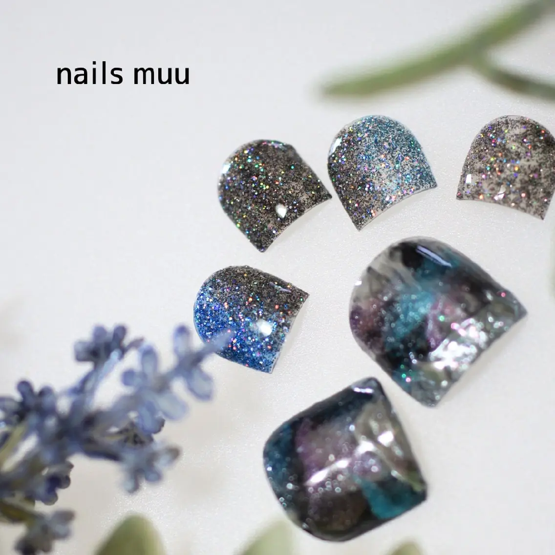 ネイル オーロラネイル フットネイル nails muu まゆのネイルデザイン