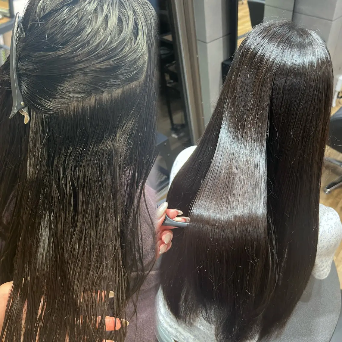 【カット+縮毛矯正✨️】梅雨限定メニュー🤍 うねり、表面のチリチリ、広がりが気になる方への写真