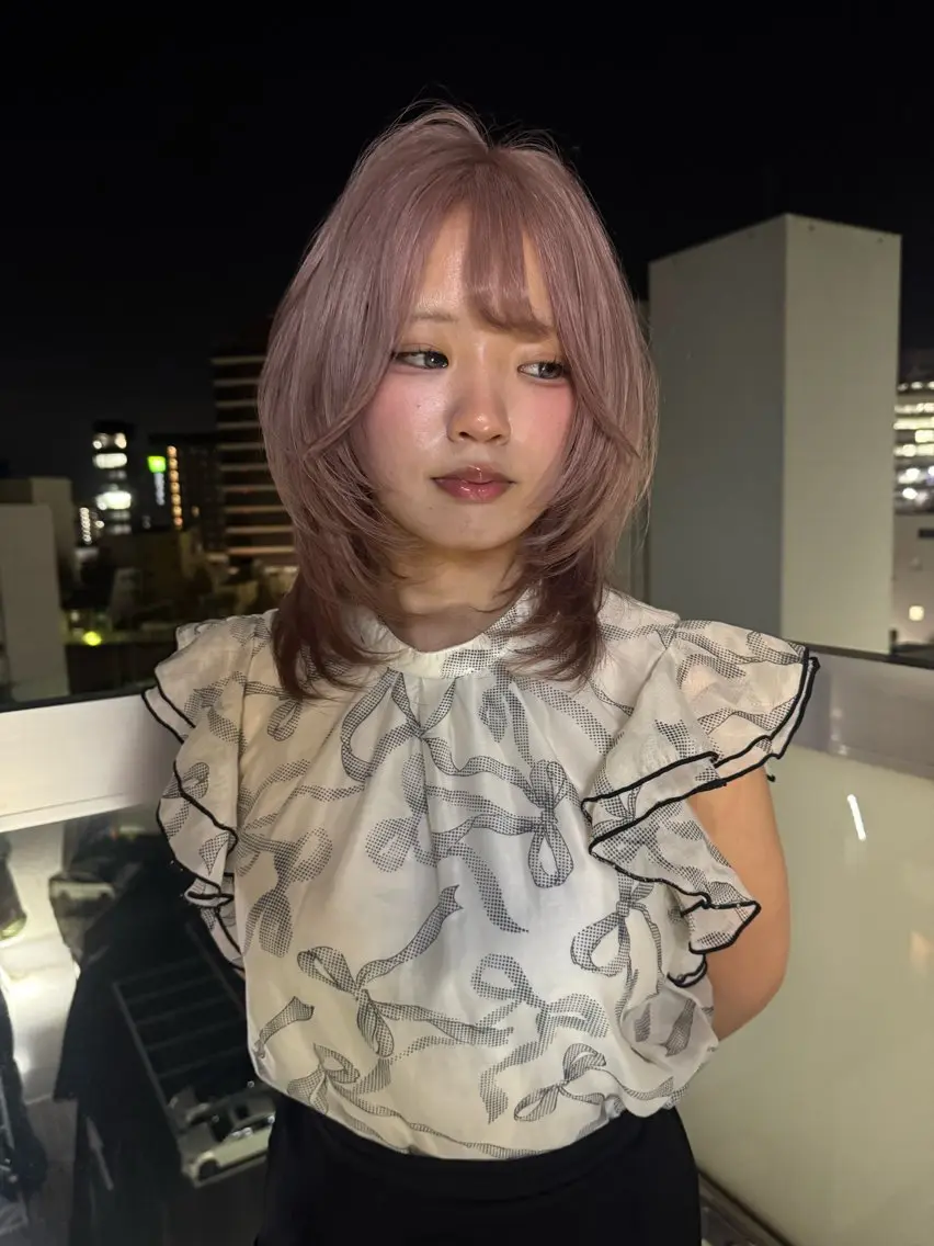 セミロング カラー ヘアカラー トリートメント ハイトーン/名古屋 Hinakiのヘアスタイル