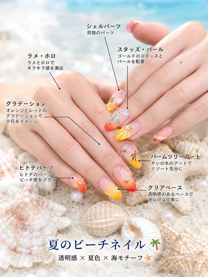 セミロング ハンドネイル Bibi nail Osakaのネイルデザイン