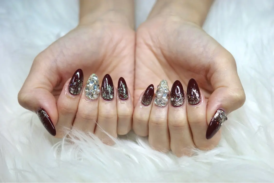 ネイル ボルドー ハンドネイル Rei / U.NI nailのネイルデザイン