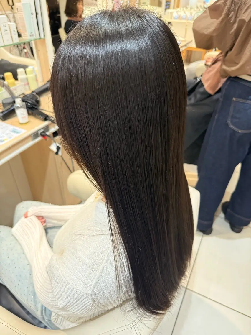 ロング 縮毛矯正 髪質改善カラー💎 オオネヨシナリのヘアスタイル