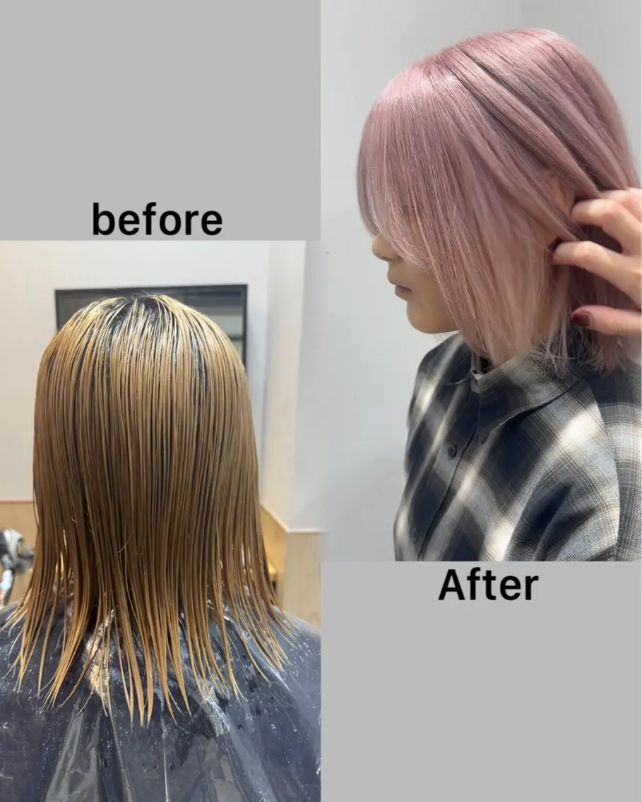 ショート カラー 透明感カラー ピンクカラー 似合わせカット ヘアカラー 髪質改善🧚レイヤー 🩵ワンホン/岡山駅のヘアスタイル