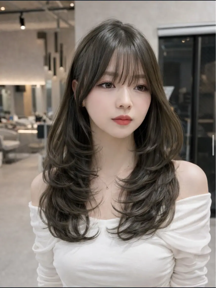 ロング カラー 透明感カラー グレージュ オリーブグレージュ オリーブグレー オレンジ カット ヘアカラー トリートメント 村上 大武のヘアスタイル