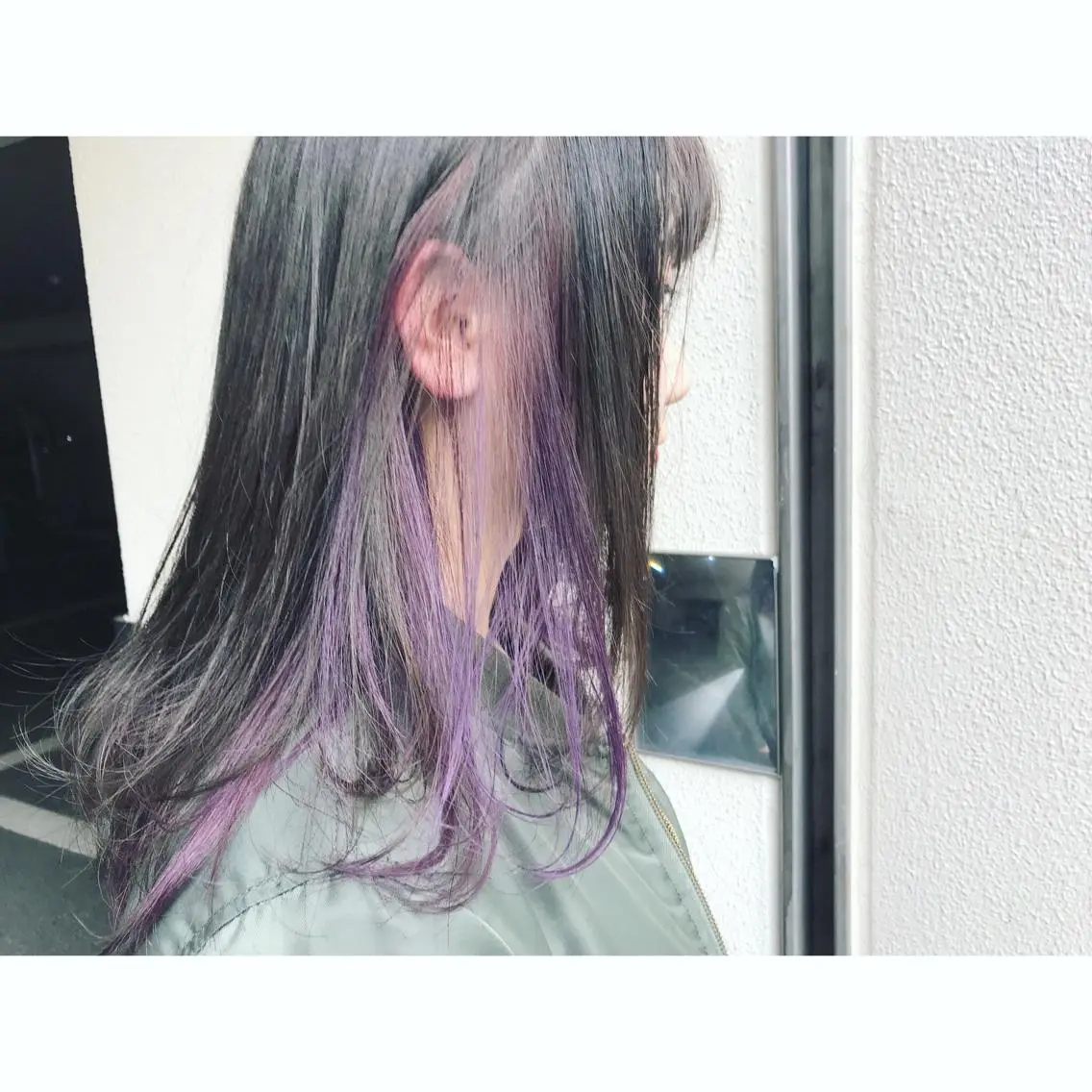 セミロング アッシュ パープルカラー ヘアカラー Musiiik hairのヘアスタイル