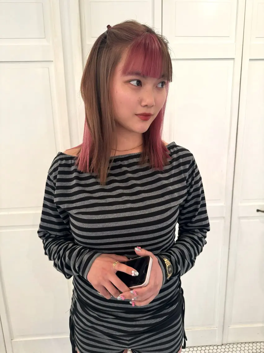 カラー ヘアカラー ブリーチカラー🎀 韓国風/寺門美優のヘアスタイル
