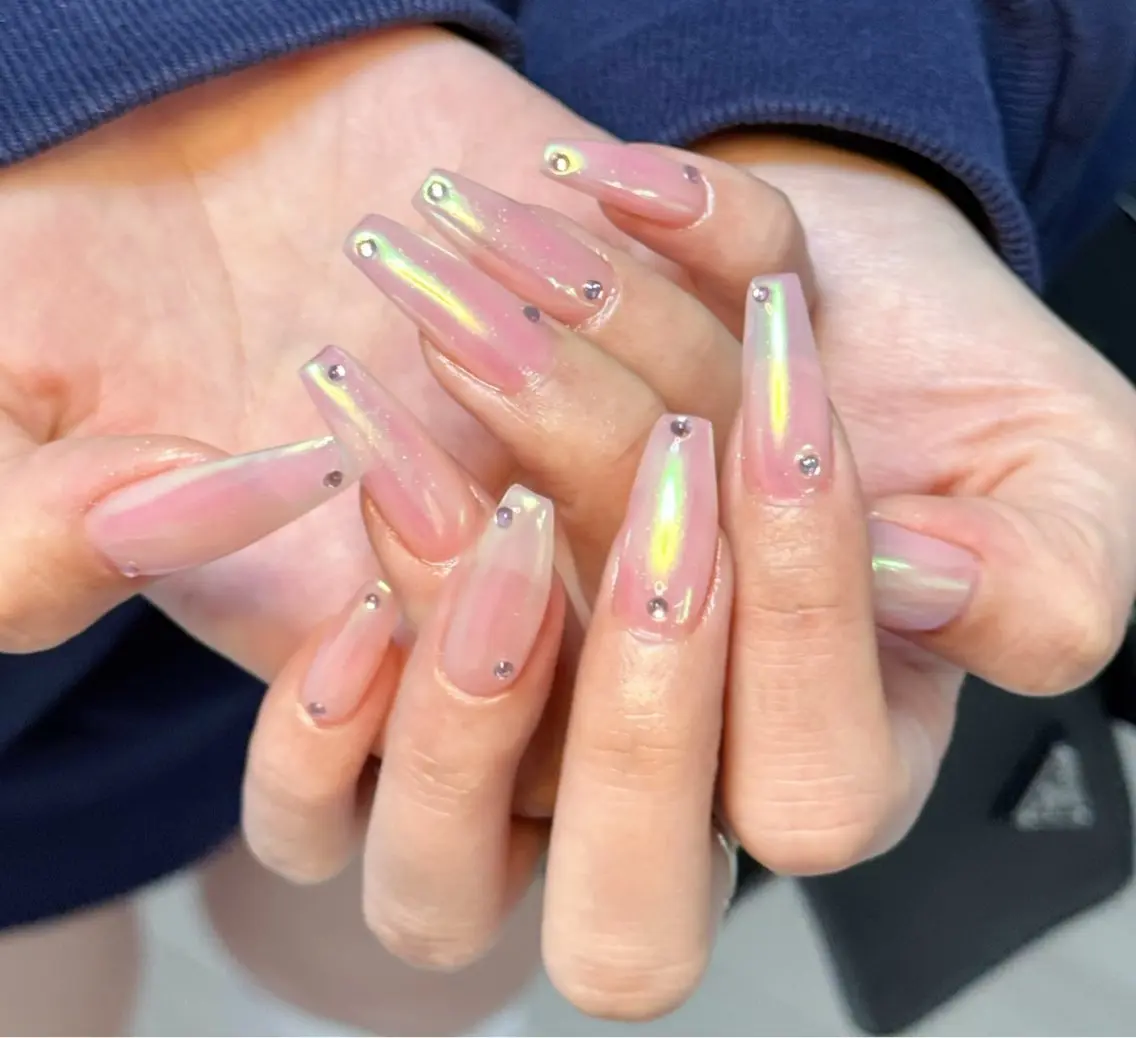 ネイル アートネイル オーロラネイル チークネイル フレンチネイル ガラスフレンチ 🎀🎀YooLi Nail Salonのネイルデザイン