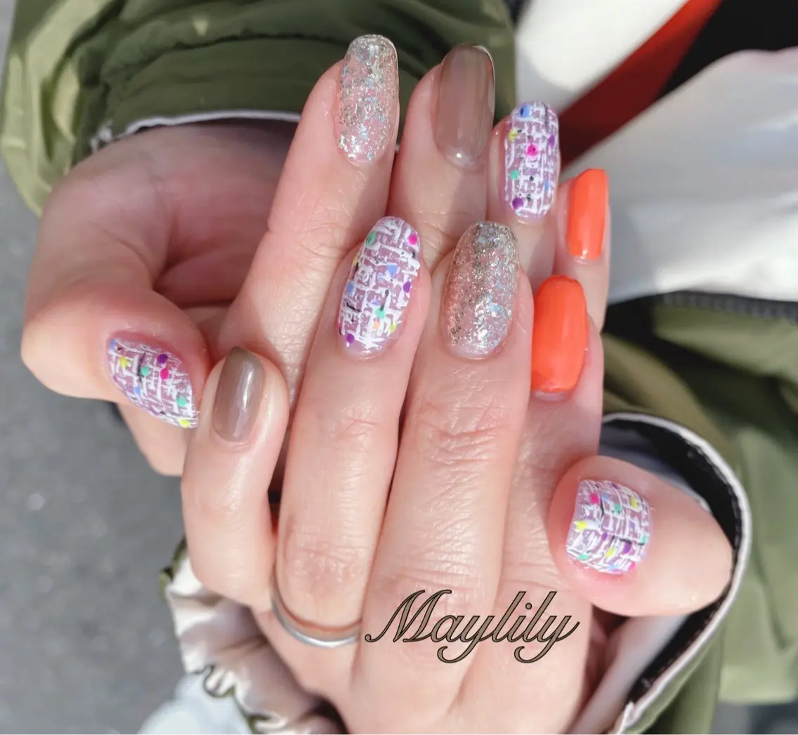 ネイル ツイードネイル Nail salon Maylilyのネイルデザイン