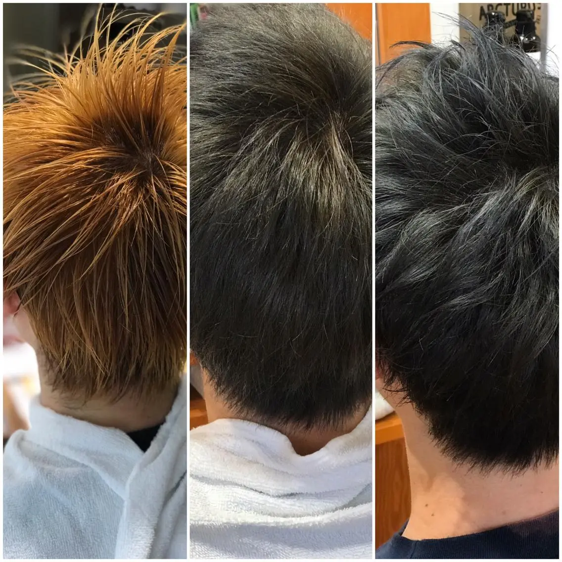 ショート カラー メンズ メンズブリーチ ブリーチ グレージュ カット パーマ 代表　しみず としやのヘアスタイル