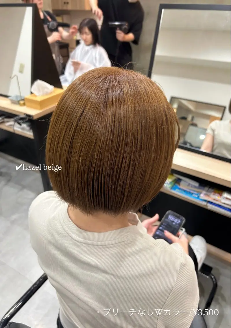 ショート カラー ブリーチ ブリーチなしカラー ヘアカラー 佐藤光華/JANU /カラーモデルのヘアスタイル