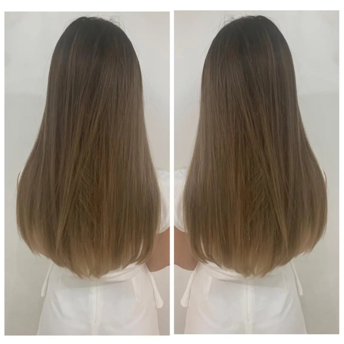 ロング カラー アッシュ バレイヤージュ ブリーチ デザインカラー グレージュ カット ヘアカラー トリートメント 京都大人女性ショート 徒歩1分/秋山のヘアスタイル
