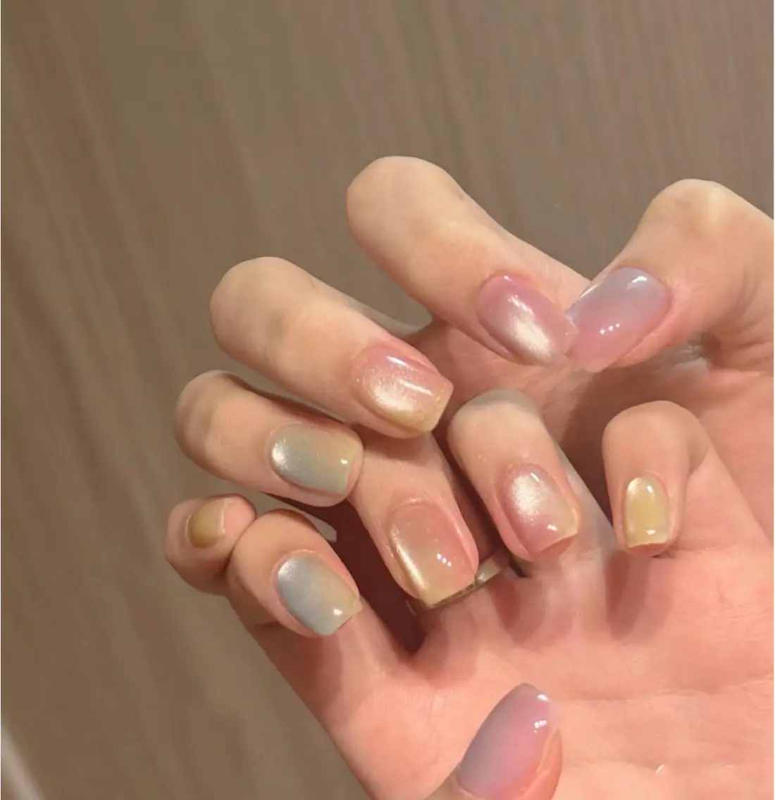 ネイル アートネイル オーロラネイル チークネイル フレンチネイル ガラスフレンチ ハンドネイル 🎀🎀YooLi Nail Salonのネイルデザイン